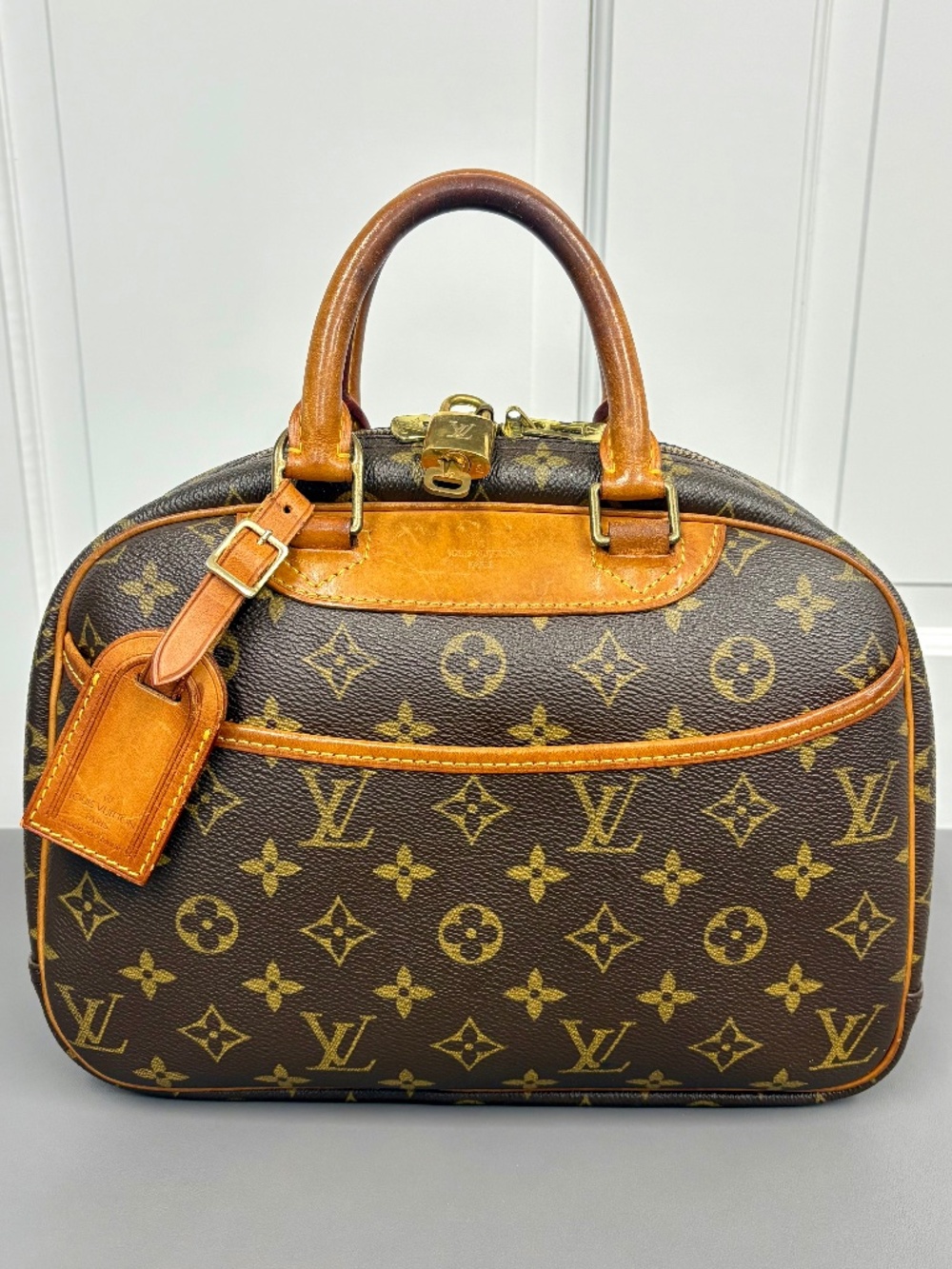 Louis Vuitton Trouville Handbag Monogram Canvas and Vachetta Leather
